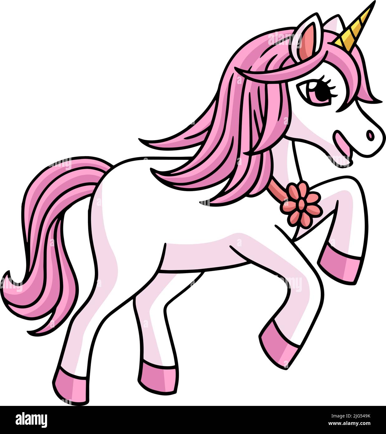 Giocare Unicorn Cartoon Coloured Clipart Illustrazione Vettoriale