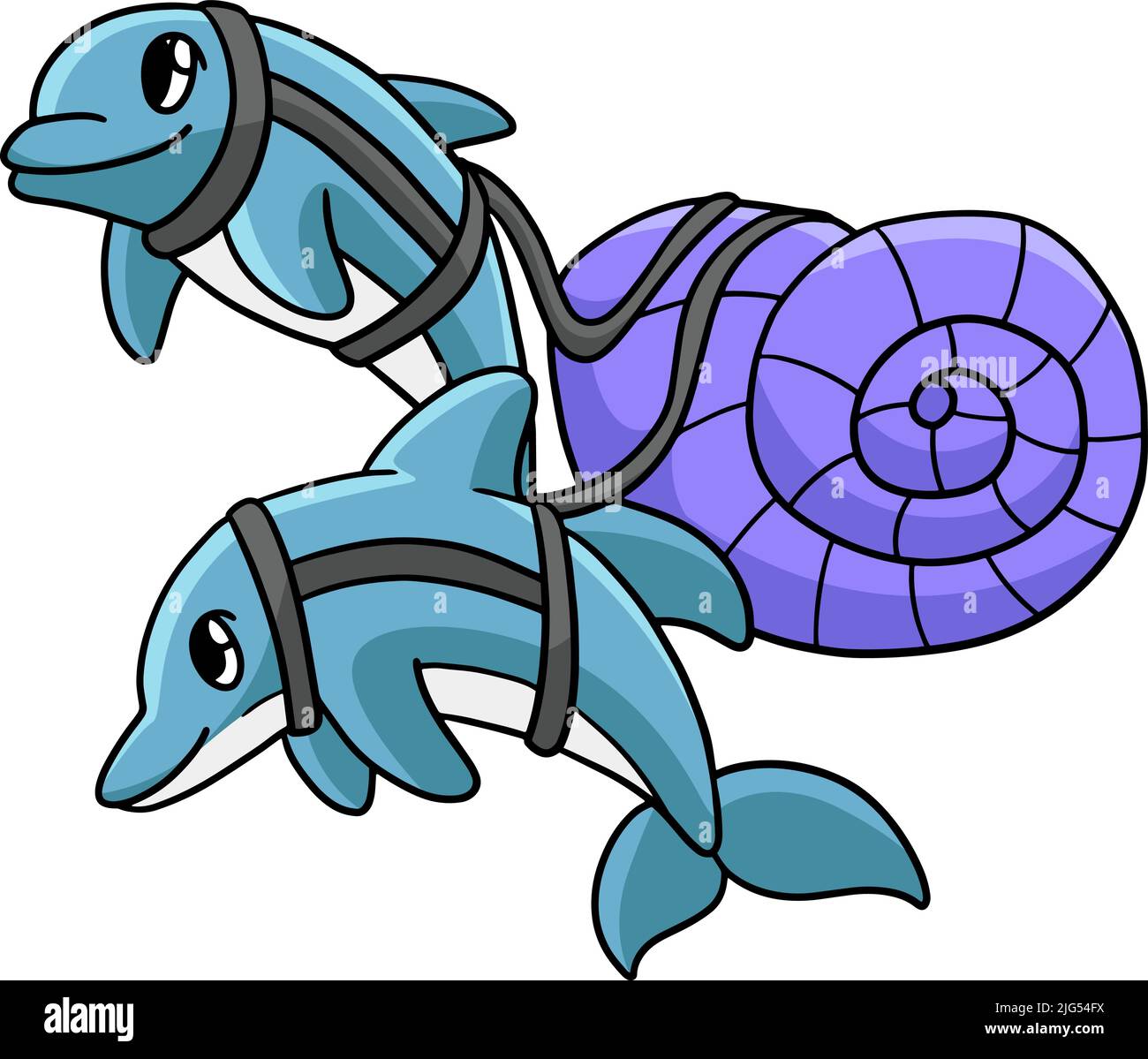 Due Dolphin Cartoon Coloured Clipart Illustrazione Illustrazione Vettoriale