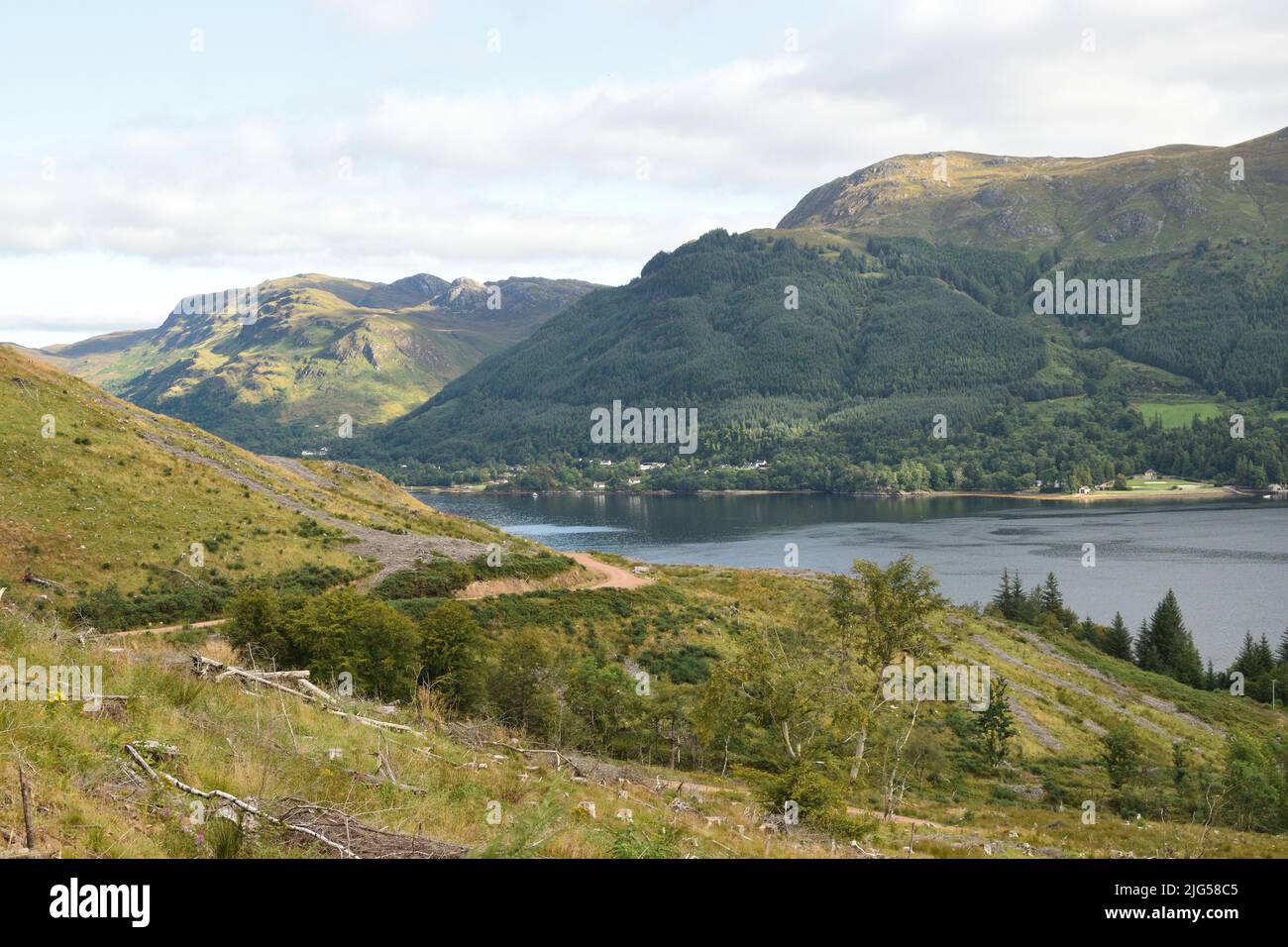 Loch Duich e le montagne circostanti nelle Highlands occidentali della Scozia, Regno Unito. Foto Stock