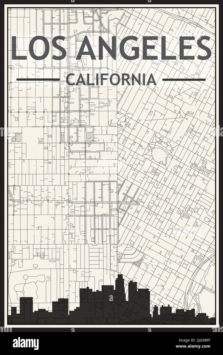 Poster Di Los Angeles. Piatti E Illustrazioni Delle Cittã Del