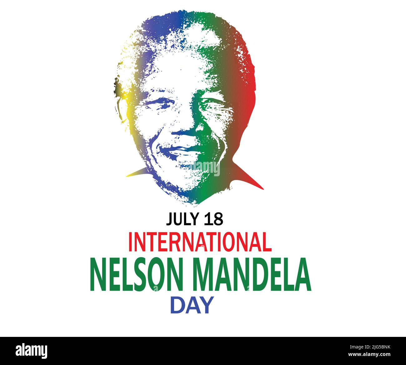 Giornata internazionale di Nelson Mandela il 18 luglio. Nelson Mandela, il primo presidente nero ad essere eletto correttamente secondo il processo democratico. Illustrazione Vettoriale