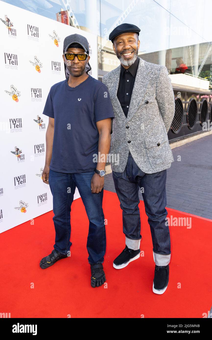 Londra, Regno Unito. 07th luglio 2022. (L-R) Shaun Parkes e Brian Bovell partecipano alla prima britannica di 'Purple Beatz', al Festival Internazionale del Film di i Will Tell, presso la BFI Southbank di Londra. (Foto di Phil Lewis/SOPA Images/Sipa USA) Credit: Sipa USA/Alamy Live News Foto Stock