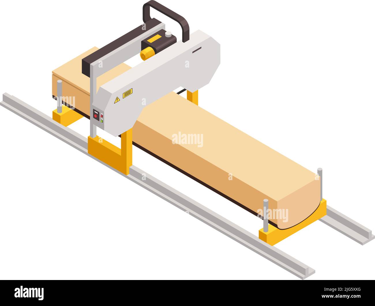 Segheria segheria legno grumberjack composizione isometrica con immagine isolata di illustrazione vettoriale di apparecchio elettrico Illustrazione Vettoriale