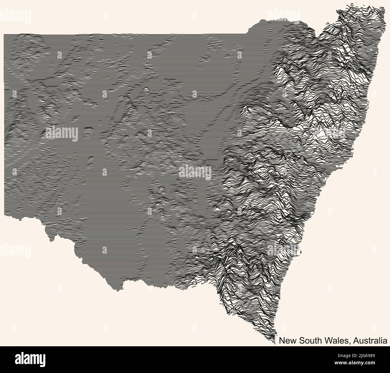 Mappa topografica dei rilievi del NUOVO GALLES DEL SUD, AUSTRALIA Illustrazione Vettoriale