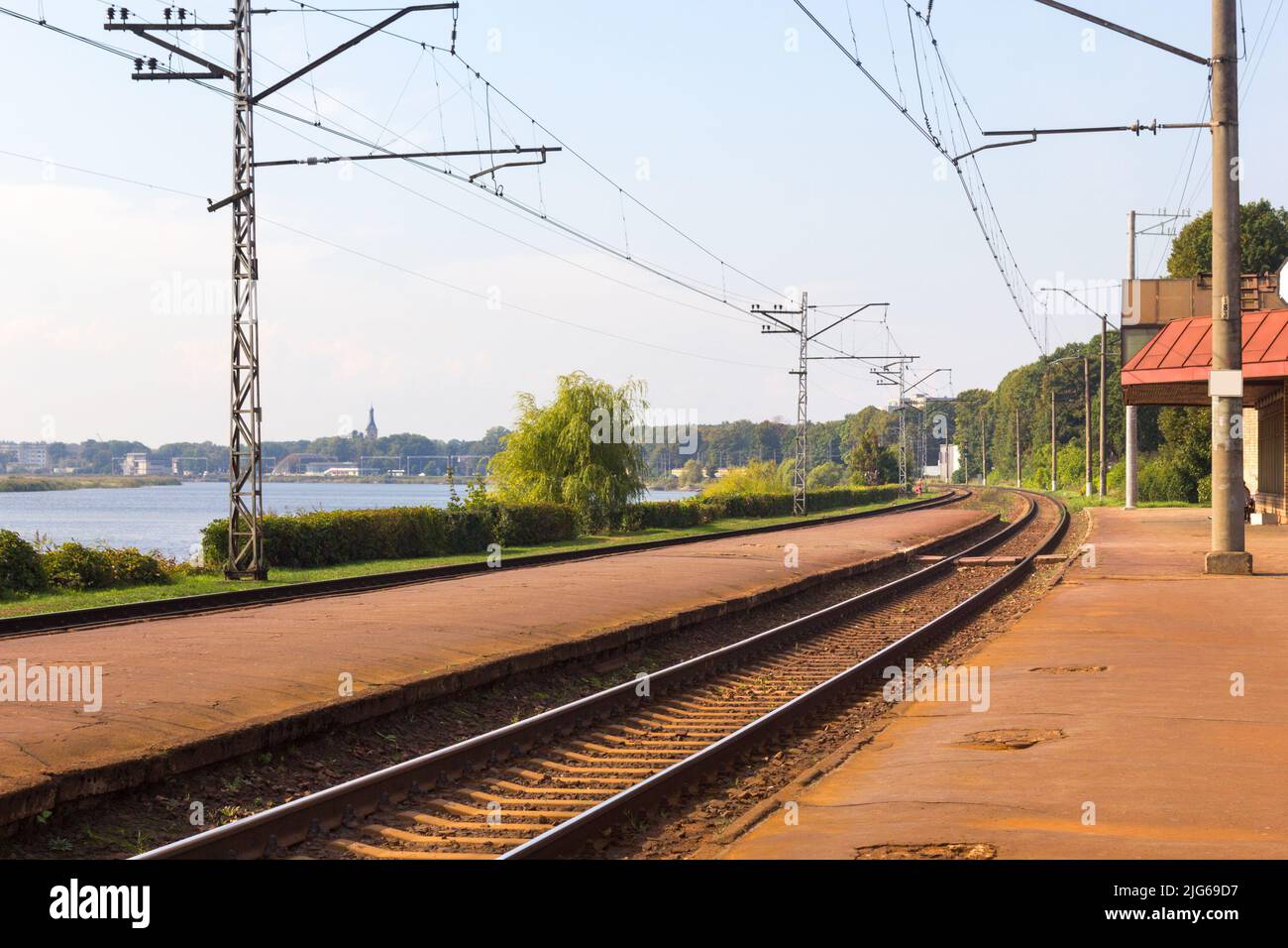 Majori stazione ferroviaria nel resort di Jurmala. Lettonia Foto Stock