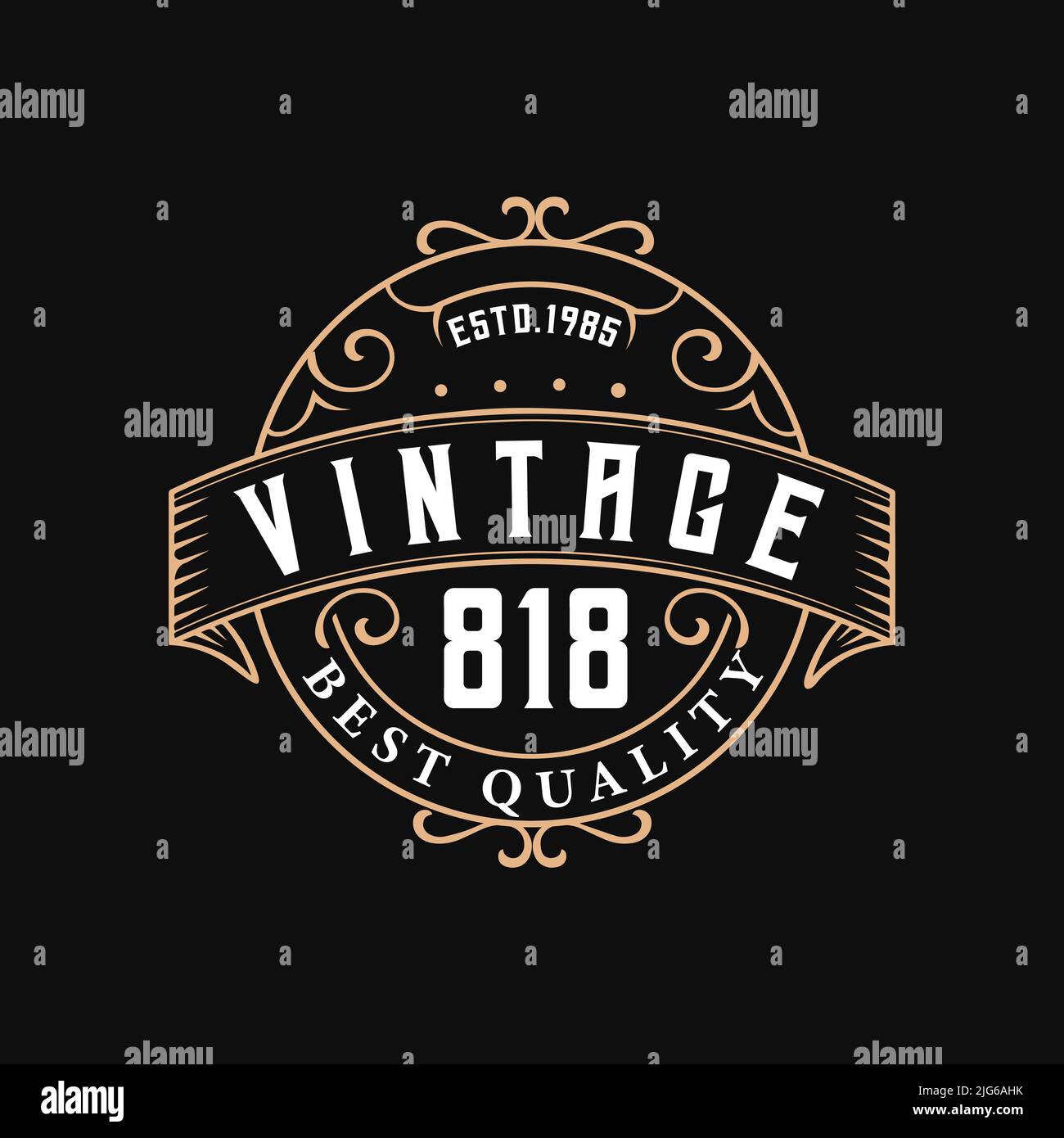Logo vintage frame. barber shop, whiskey label, vino, birra, birreria, Salone, negozio, segnaletica, Royalty, Gioielli, Boutique, Cafe, Hotel. Illustrazione vettoriale Illustrazione Vettoriale