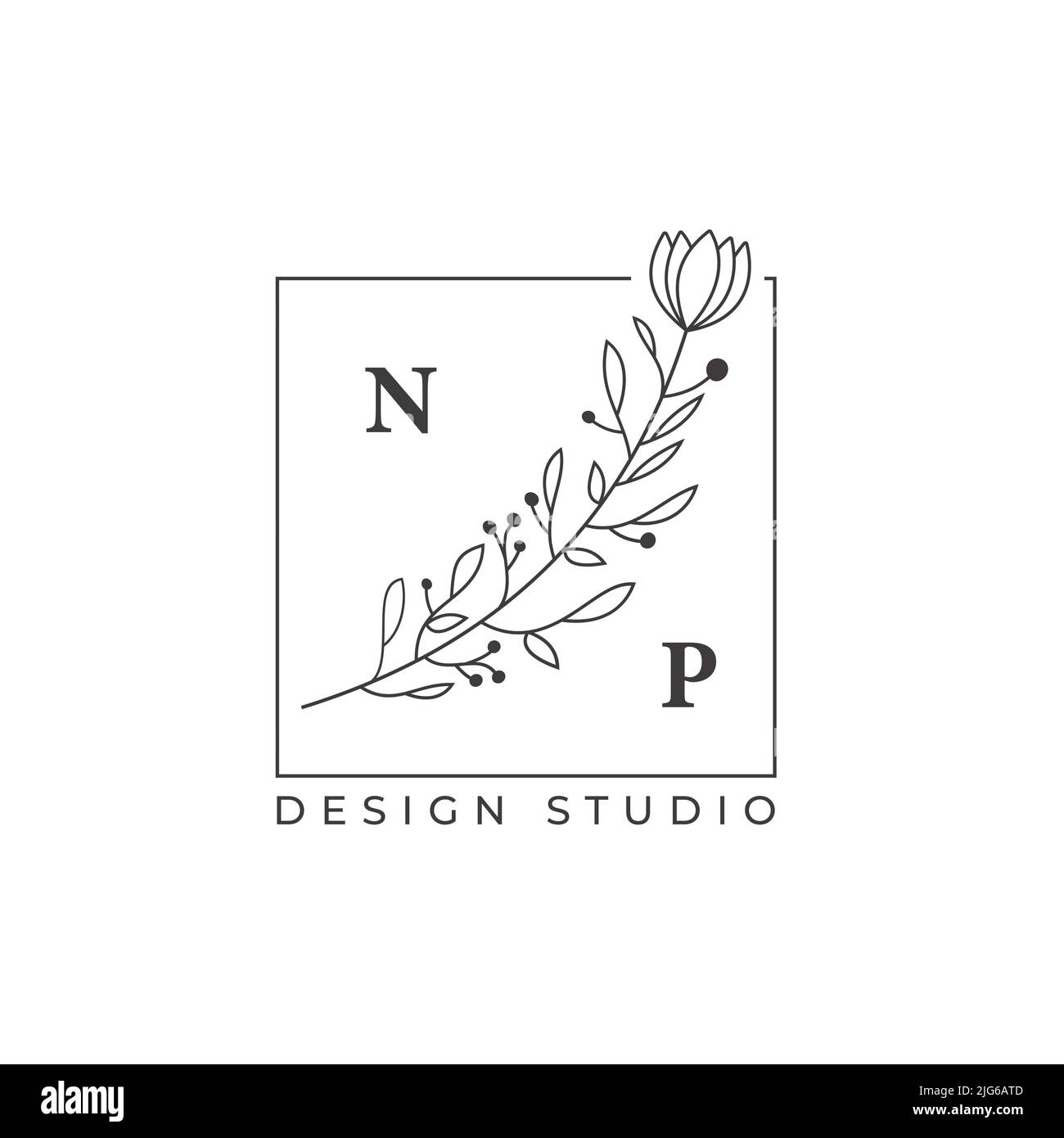 Logo floreale vettoriale per etichette, loghi e badge per la salute, fioraio, fotografia, matrimonio, fioraio, cosmetici, spa e benessere, salone di bellezza Illustrazione Vettoriale