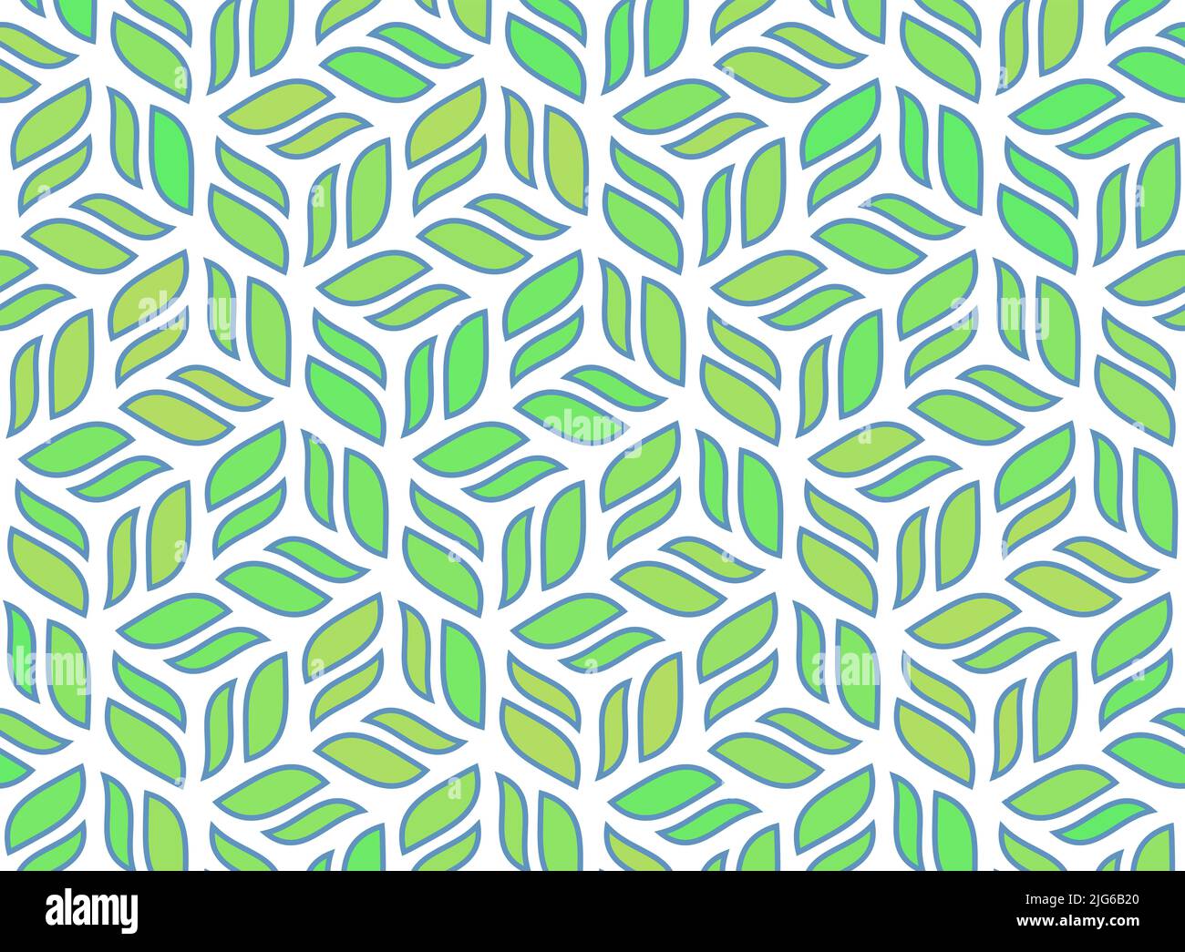 rettangolo blu verde astratto, motivo a foglia retrò, sfondo geometrico, illustrazione, disegno naturale Foto Stock