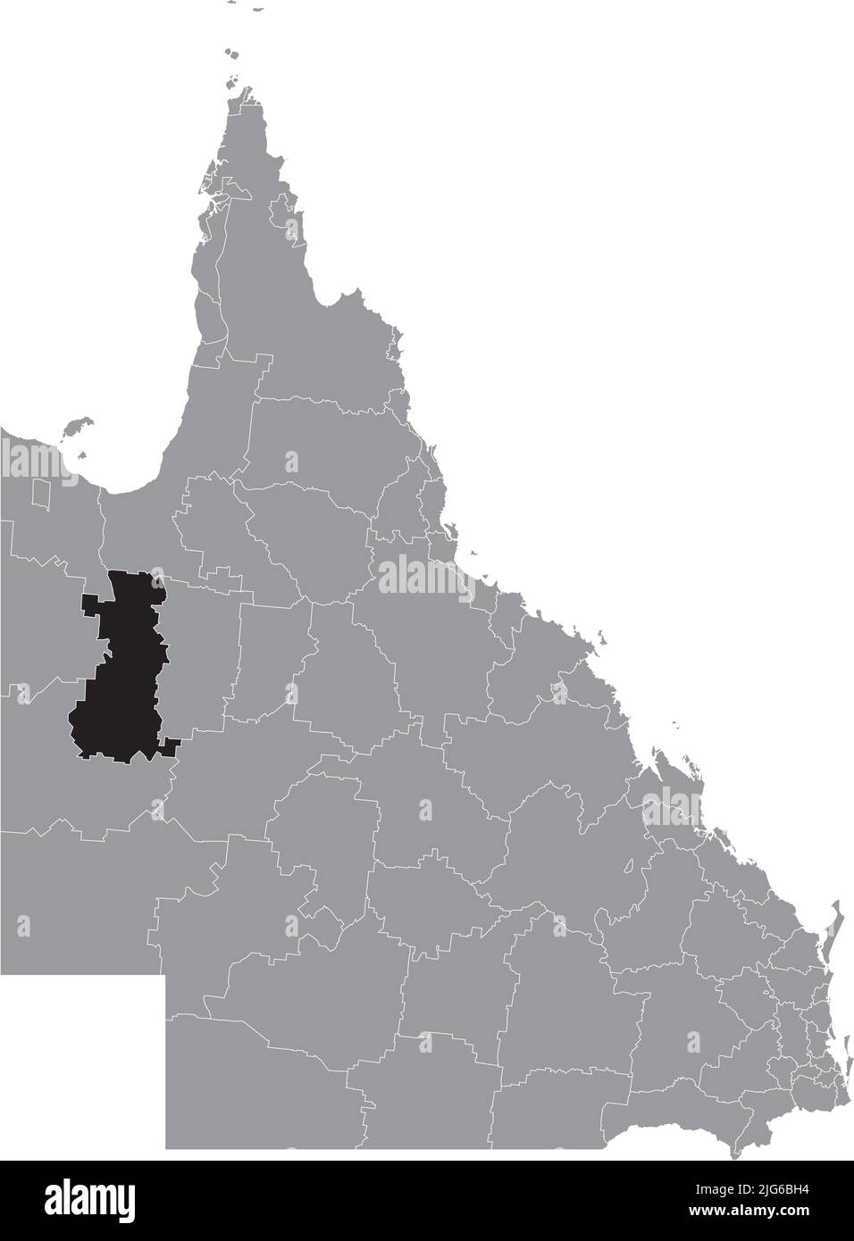Mappa di localizzazione della SHIRE DI CLONCURRY, QUEENSLAND Illustrazione Vettoriale