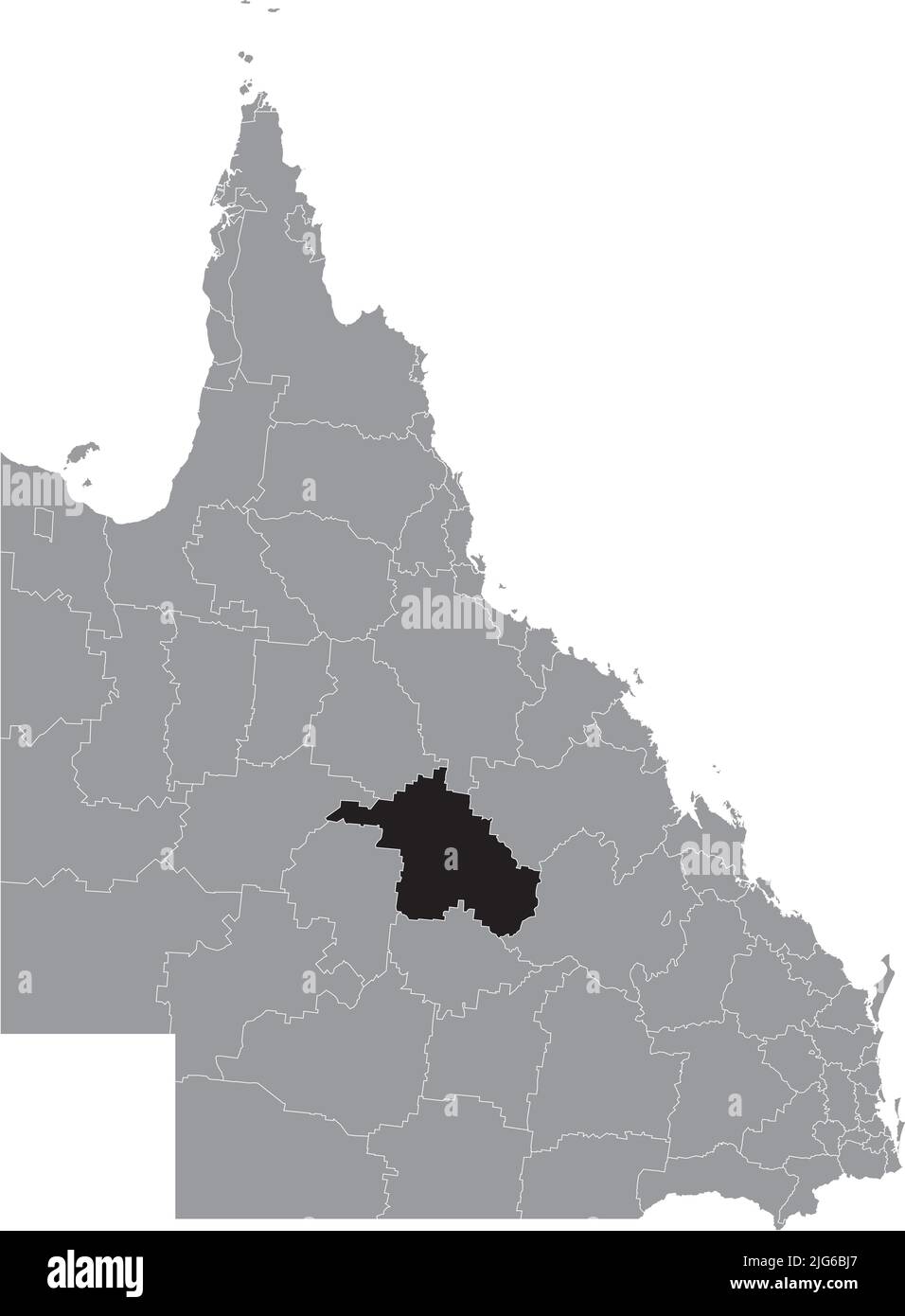 Mappa di localizzazione DELLA REGIONE DI BARCALDINE, QUEENSLAND Illustrazione Vettoriale