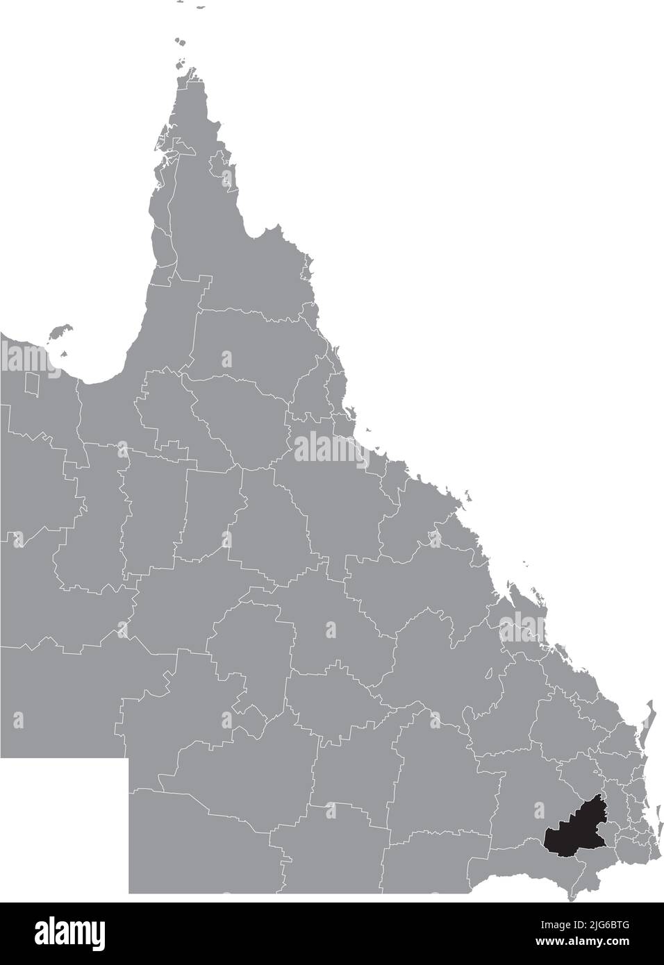 Mappa di localizzazione DELLA REGIONE DI TOOWOOMBA, QUEENSLAND Illustrazione Vettoriale