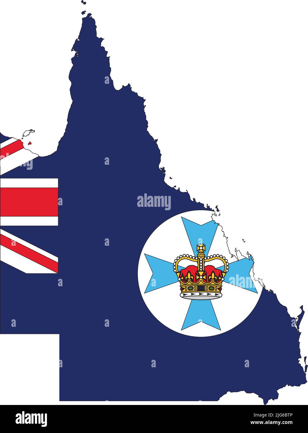 Mappa delle bandiere di QUEENSLAND, AUSTRALIA Illustrazione Vettoriale