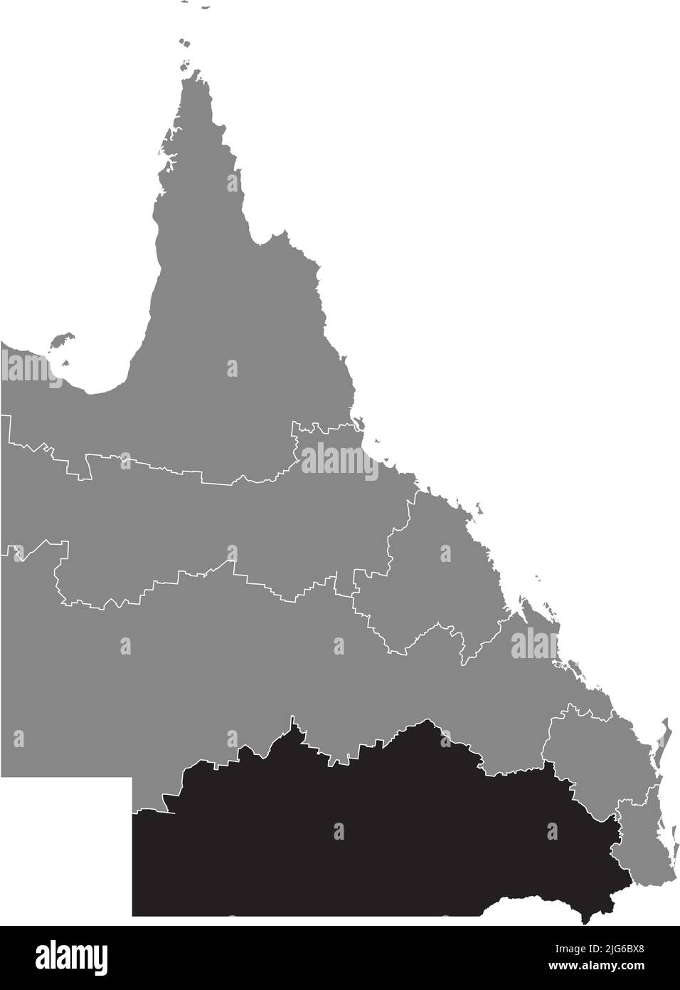 Mappa di localizzazione della REGIONE DI DARLING DOWNS SOUTH WEST, QUEENSLAND Illustrazione Vettoriale
