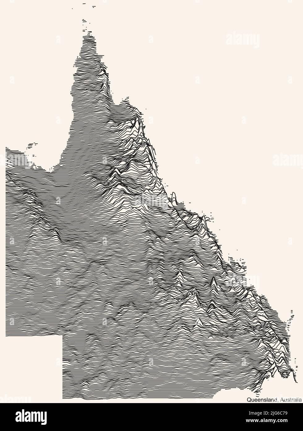 Mappa topografica di rilievo DEL QUEENSLAND, AUSTRALIA Illustrazione Vettoriale