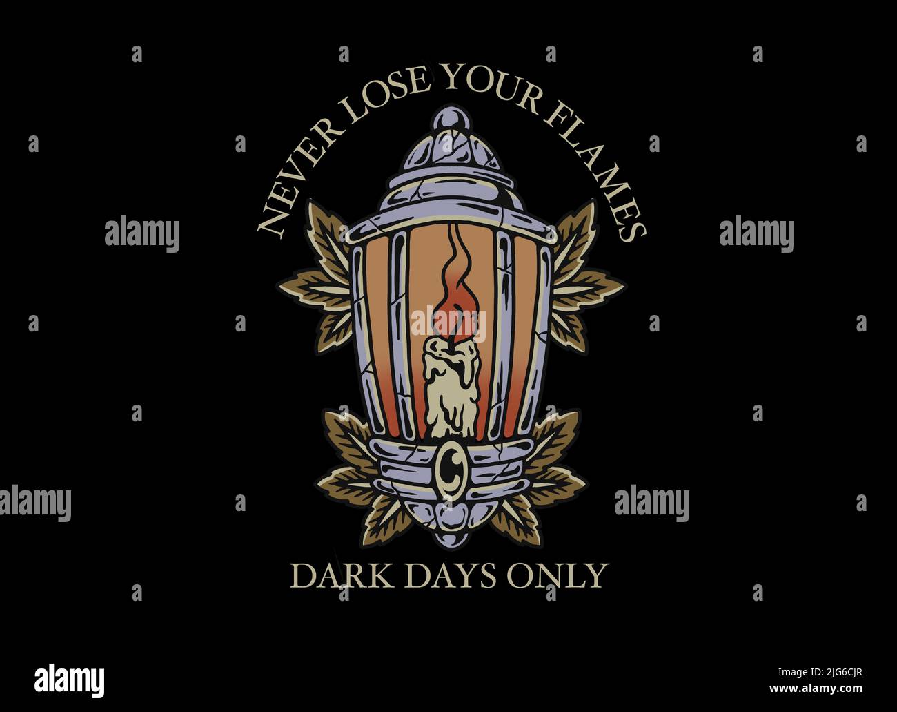 Vecchia scuola tatuaggio disegno grafico candela luce Foto Stock