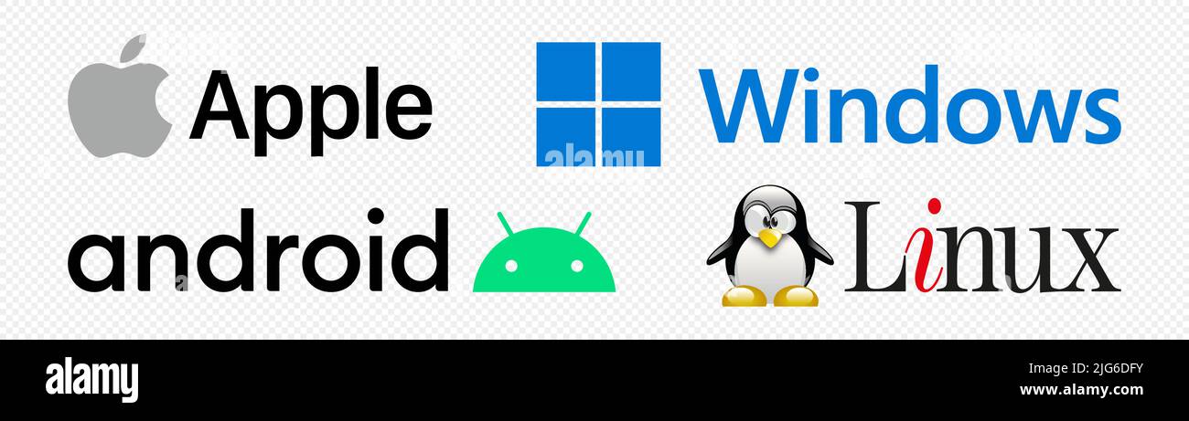Logo Linux, Android, Apple e Windows in formato vettoriale Illustrazione Vettoriale