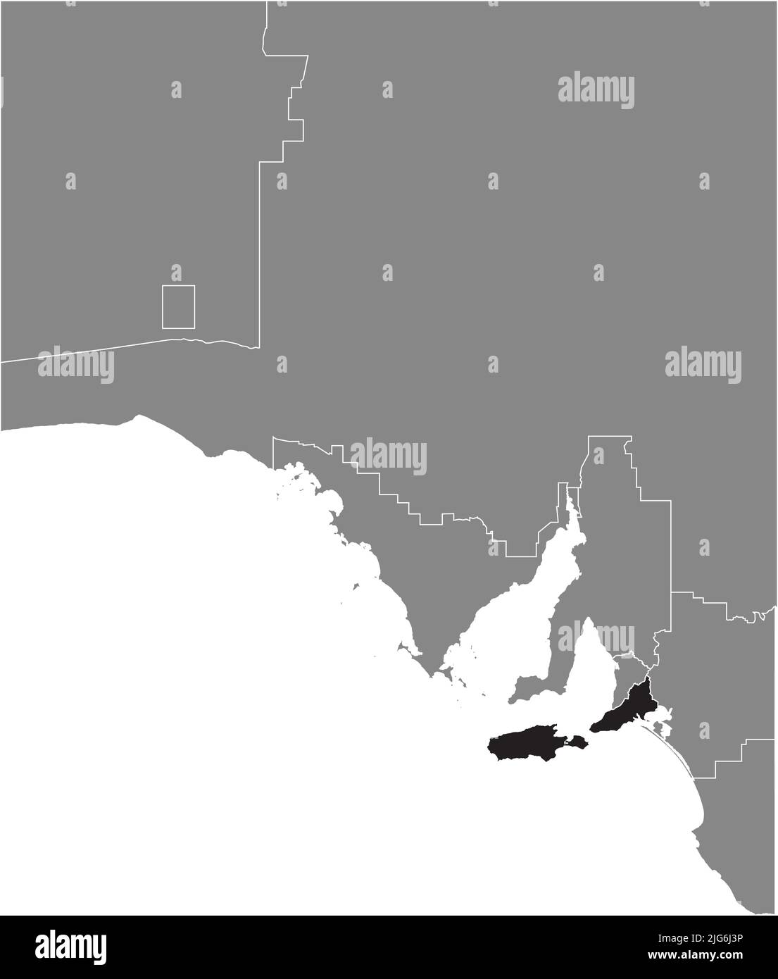 Mappa di localizzazione della REGIONE MERIDIONALE E COLLINARE, AUSTRALIA MERIDIONALE Illustrazione Vettoriale