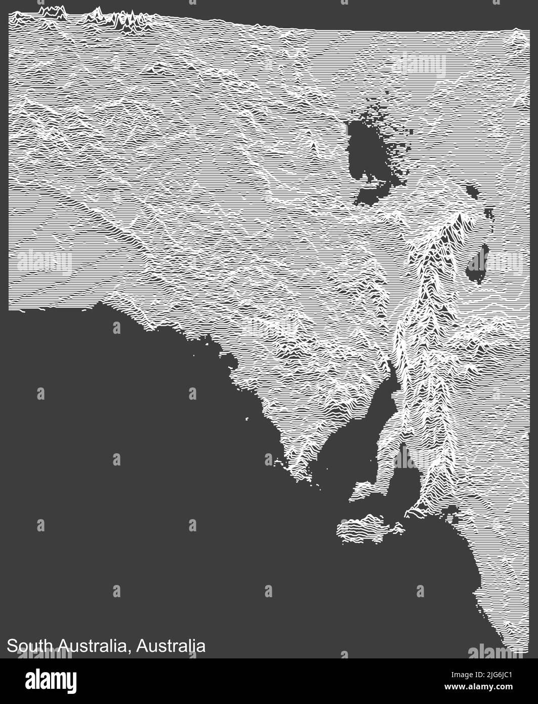Mappa topografica di rilievo dell'AUSTRALIA MERIDIONALE Illustrazione Vettoriale