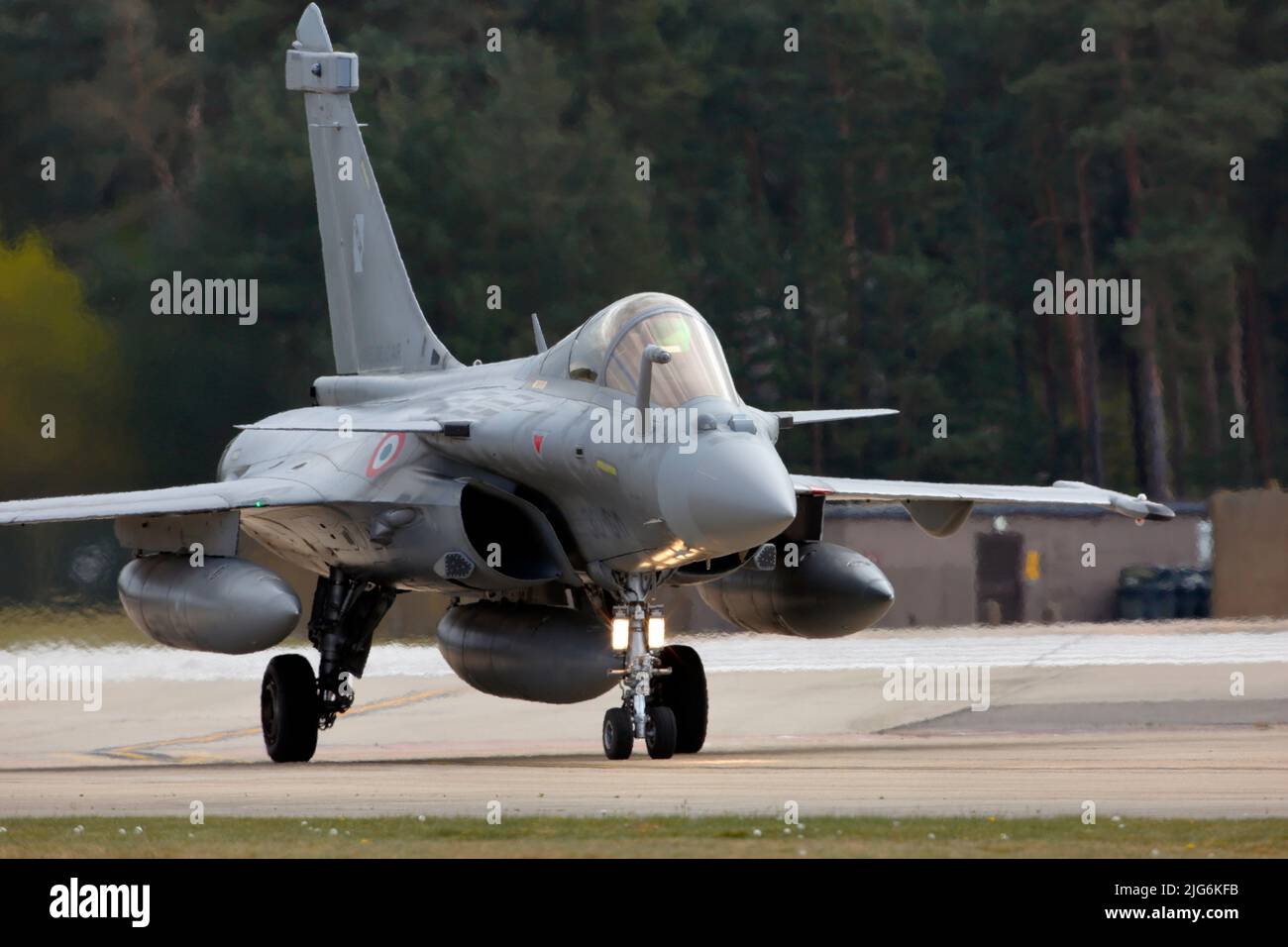 Dassault Rafale, un velivolo da caccia a due motori francese, canard delta wing, multirole, visto qui in un esercizio alla RAF Lakenheath, Suffolk, Regno Unito Foto Stock