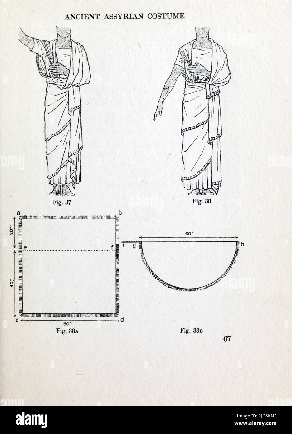 Antico Costume assiro dal libro " Costumi e decorazioni antiche egizie, assiri e persiane " di Mary Galway Houston e Florence S Hornblower, Data di pubblicazione 1920 Editore Londra : A. & C. Nero, limitato Foto Stock