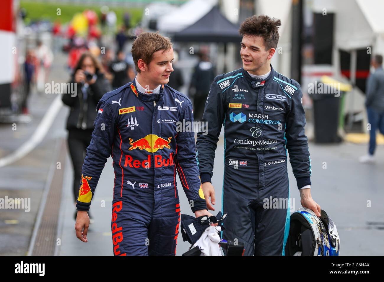 Spielberg, Austria - 08/07/2022, EDGAR Jonny (gbr), Trident Racing, Dallara F3, O’SULLIVAN Zak (gbr), Carlin Buzz Racing, Dallara F3, ritratto nel corso del round 5th del Campionato FIA di Formula 3 2022, sul Red Bull Ring, dal 8 al 10 luglio 2022 a Spielberg, Austria - Foto Antonin Vincent/DPPI Foto Stock