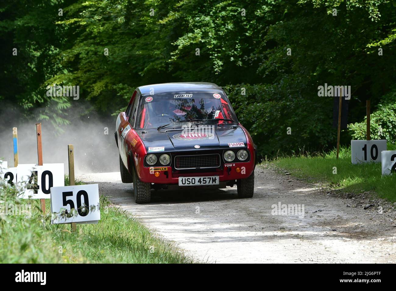 Mark Bendle, FIAT 124, Forest Rally Stage, Birth of Stage Rallying, Goodwood Festival of Speed, The Innovators - Masterminds of Motorsport, giugno 2022, Foto Stock