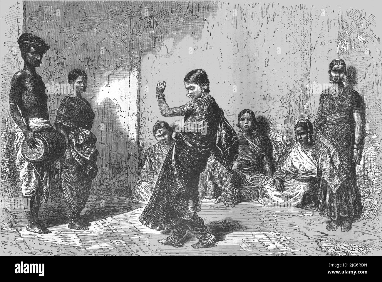 'Indian Dancing-girl; Notes on the Ancient Temples of India', 1875. Da, 'viaggi illustrati' di H.W. Bates. [Cassell, Petter e Galpin, c1880, Londra] Foto Stock