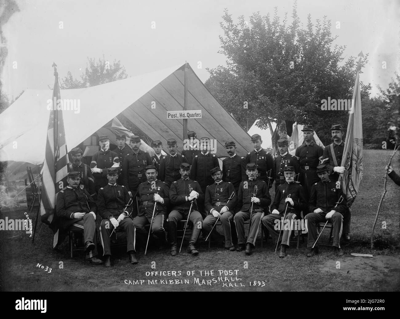 Ufficiali della posta, 1893. ['Post HD. Quarti'. Camp McKibin, Marshall Hall, Maryland]. Foto Stock