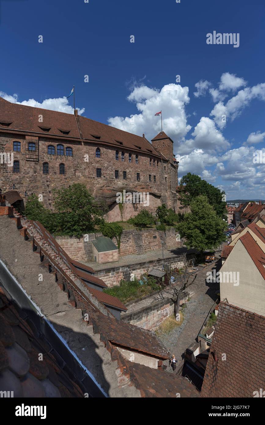 Vista del Kaiserburg, Norimberga, Franconia media, Baviera, Germania Foto Stock