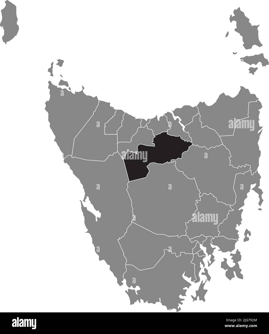 Mappa della VALLE DEL MEANDRO, TASMANIA Illustrazione Vettoriale