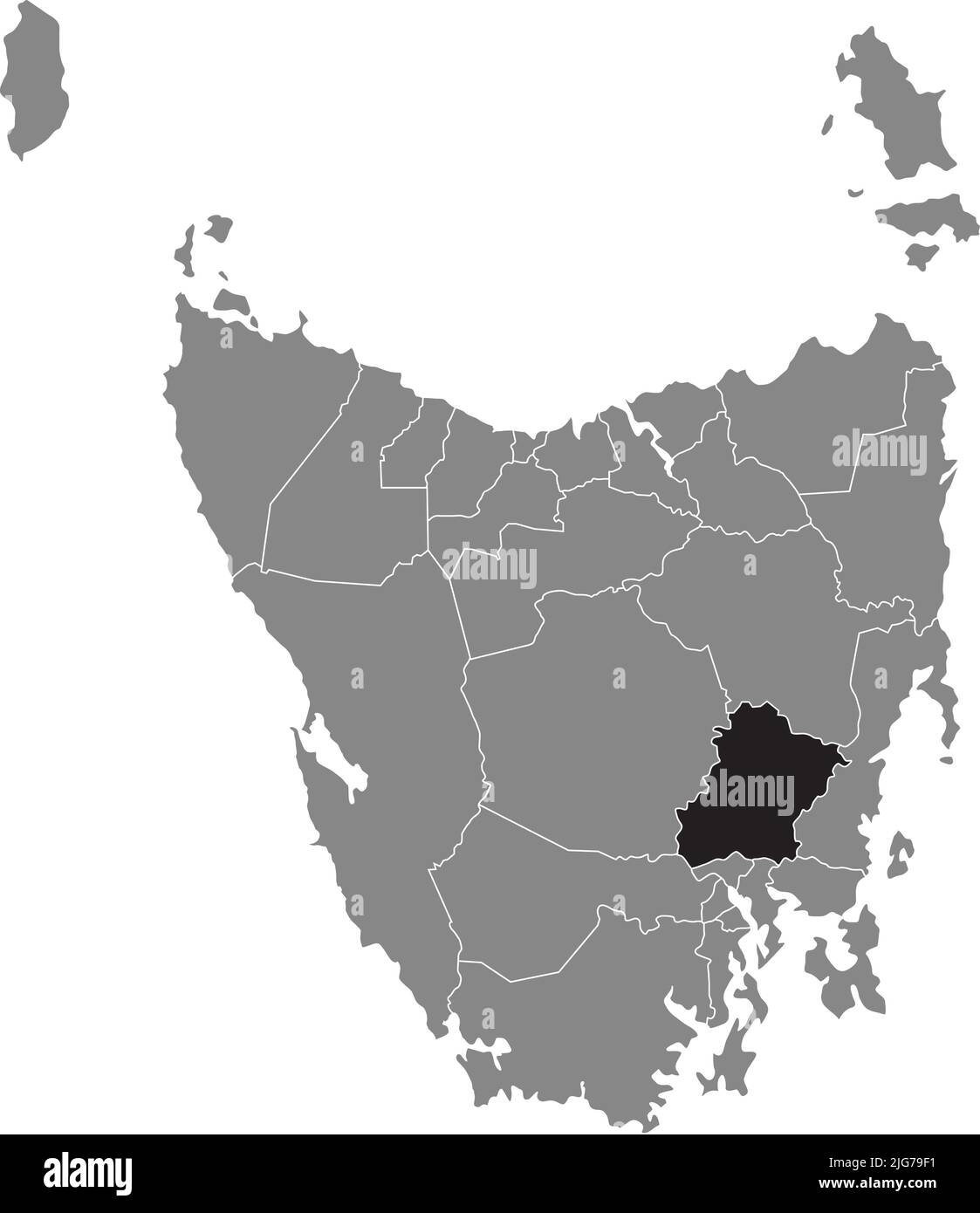 Mappa di localizzazione delle MIDLANDS MERIDIONALI, TASMANIA Illustrazione Vettoriale