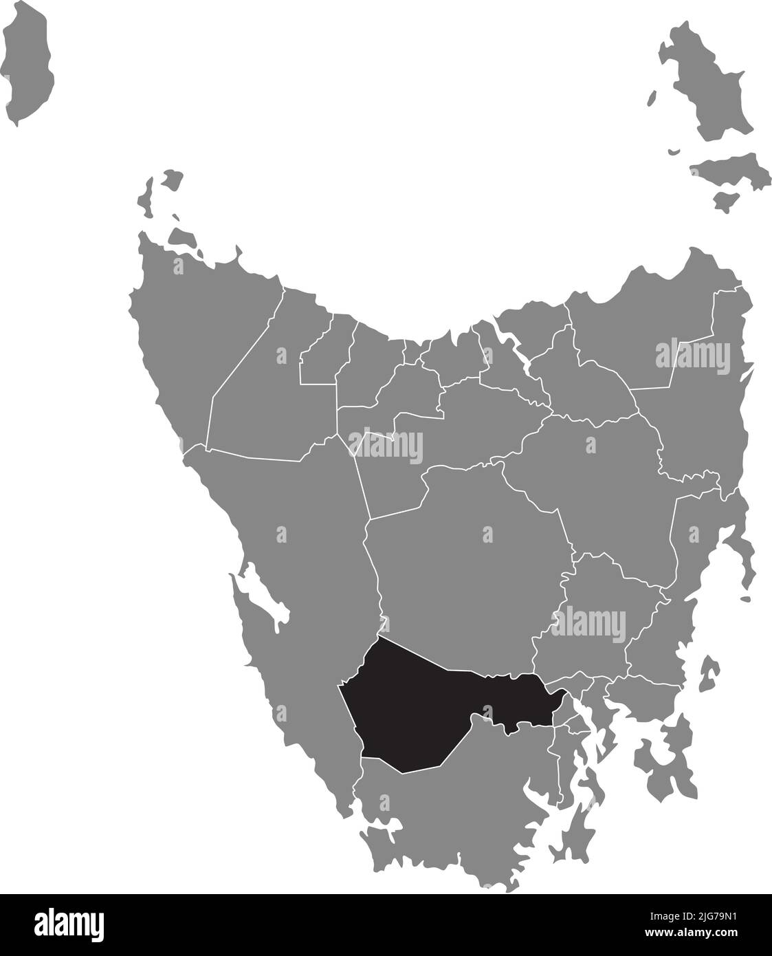 Mappa di localizzazione della VALLE DI DERWENT, TASMANIA Illustrazione Vettoriale
