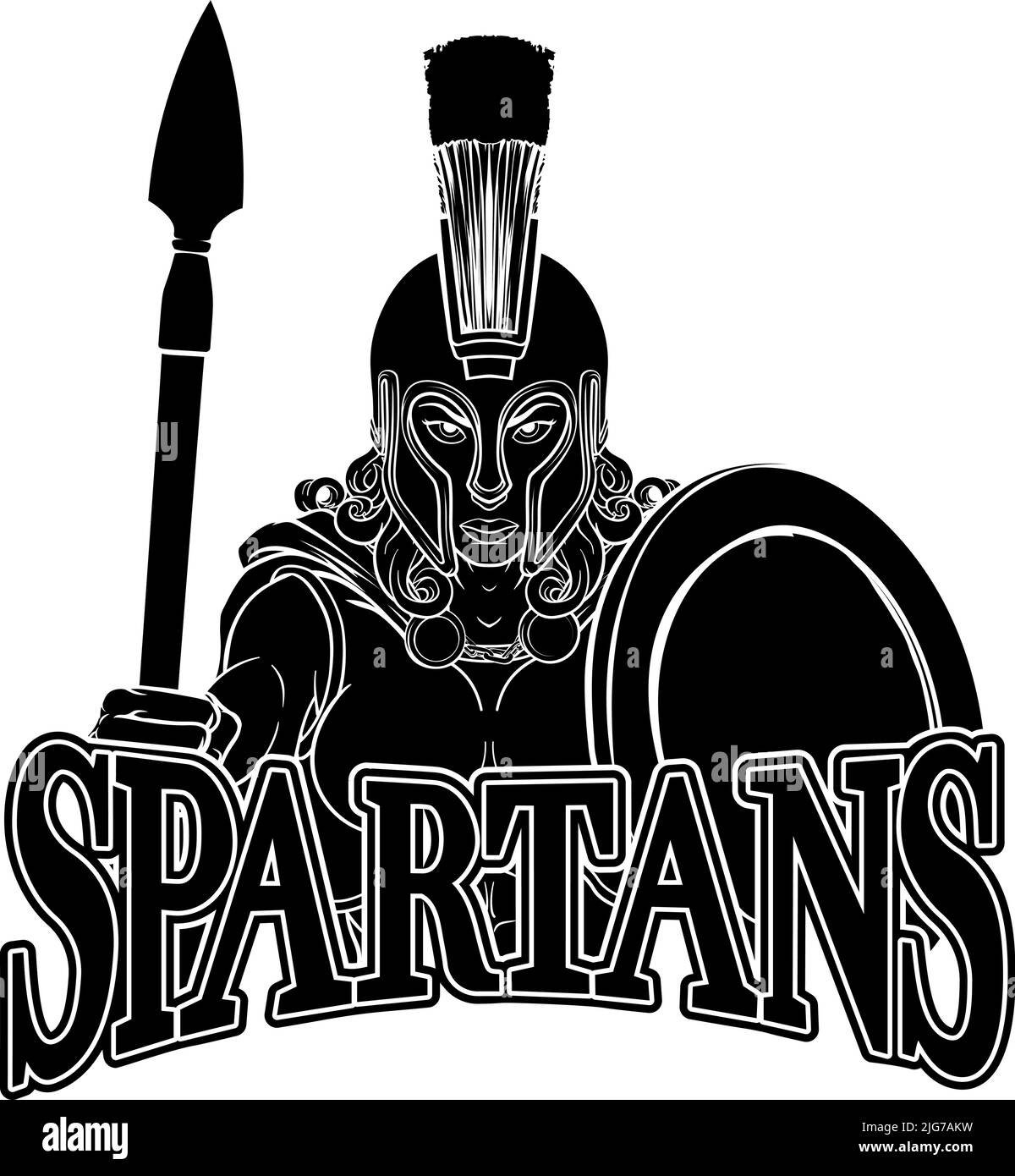 Spartan Trojan guerriera gladiatore donna Illustrazione Vettoriale