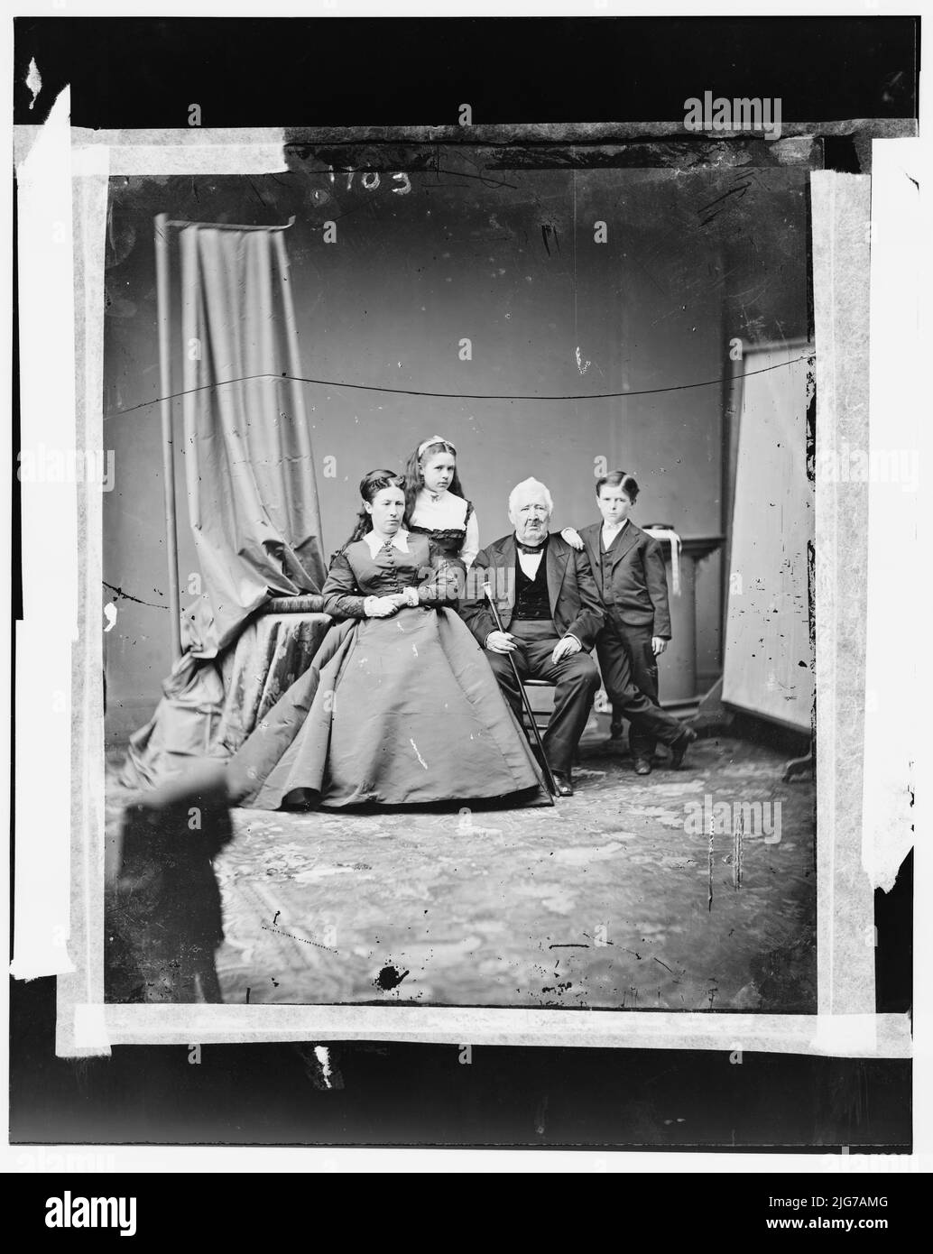 Grant, la signora U.S. e il figlio (Jesse) e la figlia (Nellie) anche suo padre il signor Dent, tra il 1865 e il 1880. Foto Stock
