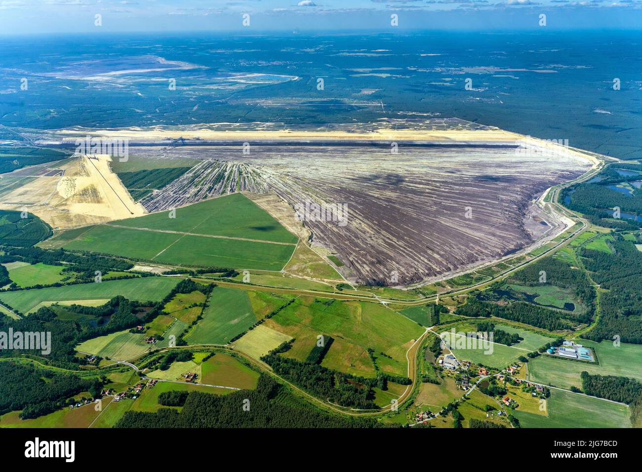 Veduta aerea della miniera di Reichwalde opencast lignite, Lausitz, Sassonia, Germania Foto Stock