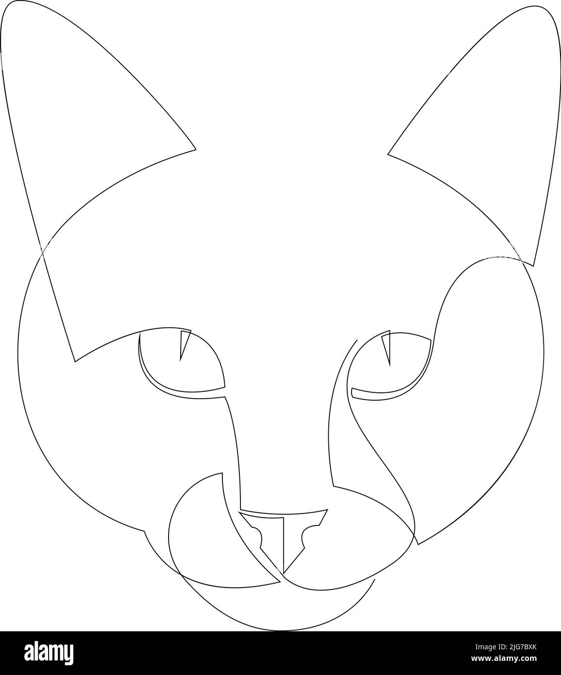 Una linea tracciata Cat. Cartello Cat Head su sfondo bianco. Illustrazione per banner, Web, elemento di disegno, modello, cartolina Illustrazione Vettoriale