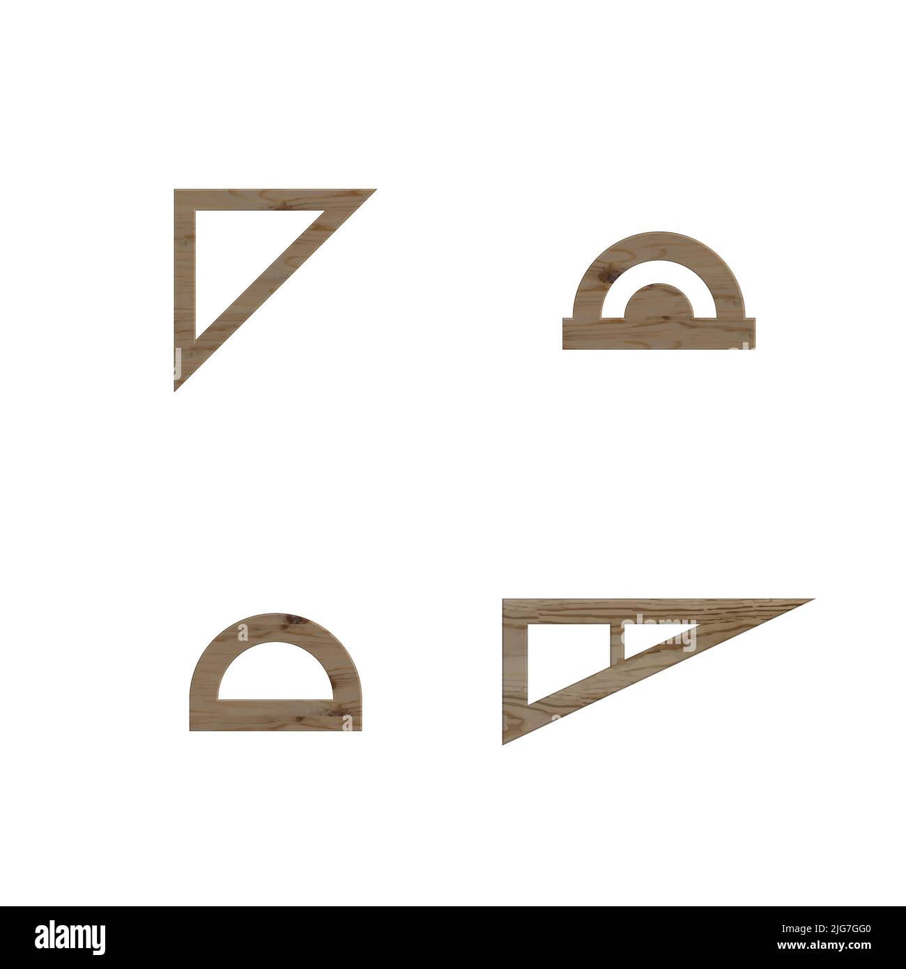 Set di righelli di misurazione in legno. 3D stile, illustrazione vettoriale. Illustrazione Vettoriale