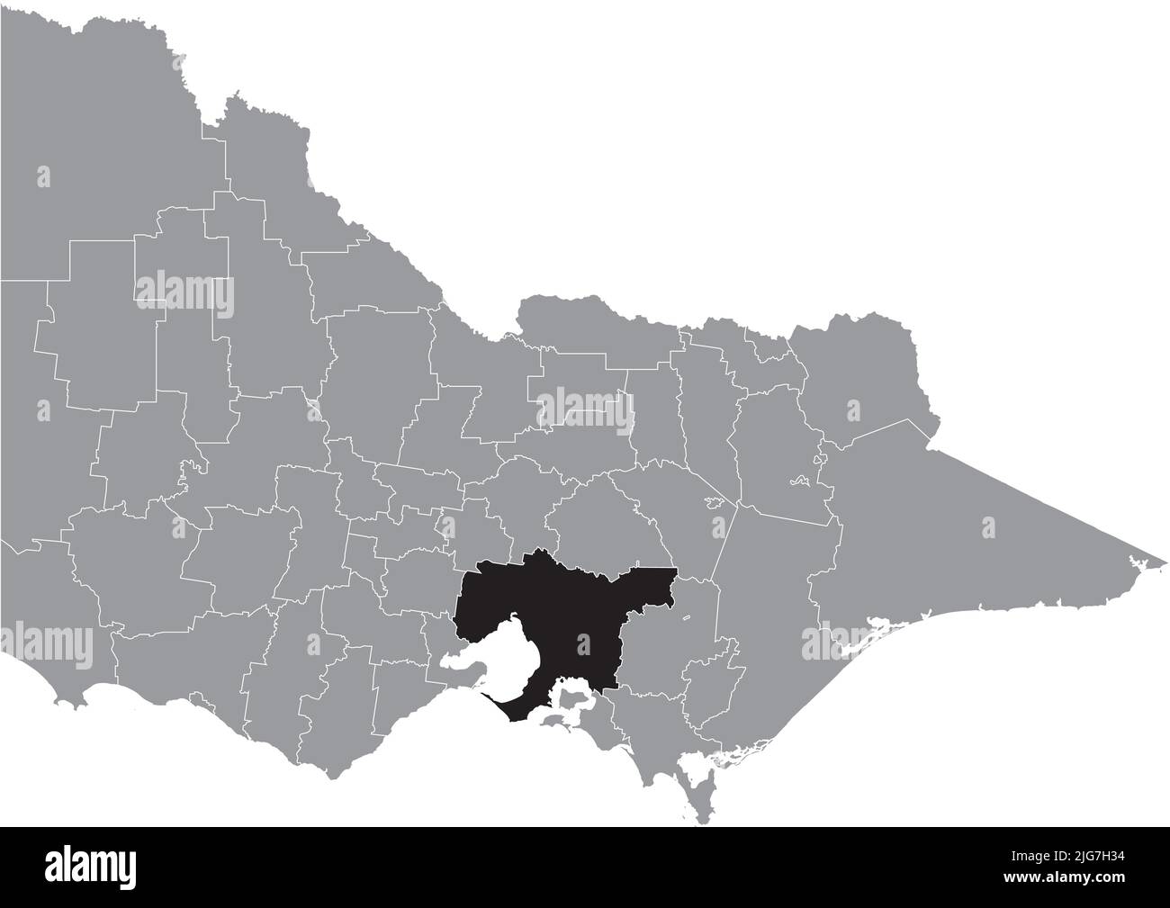 Mappa di localizzazione della GRANDE MELBOURNE, VICTORIA Illustrazione Vettoriale
