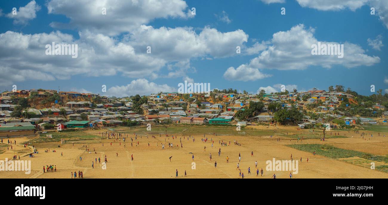 Rohingya Tent, campo di casa, rifugiati, Cox's Bazar, Kutupalong Foto Stock