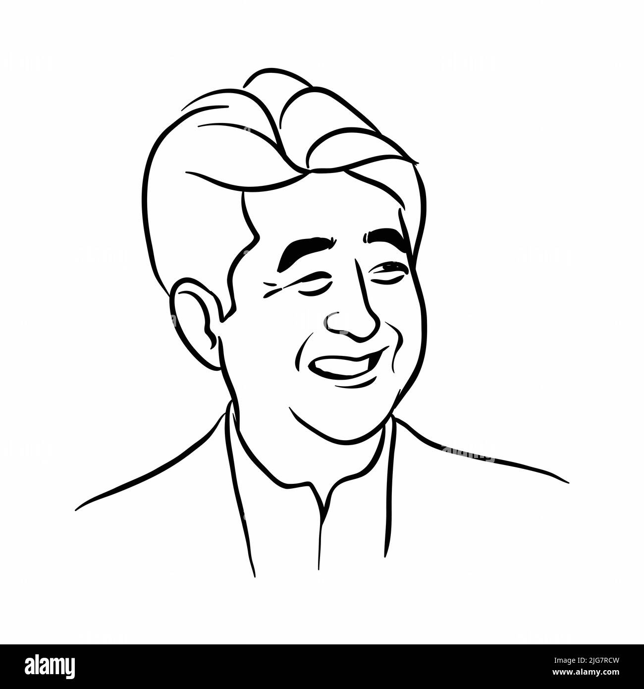 Shinzo abe Smiling Drawing Illustrazione Vettoriale