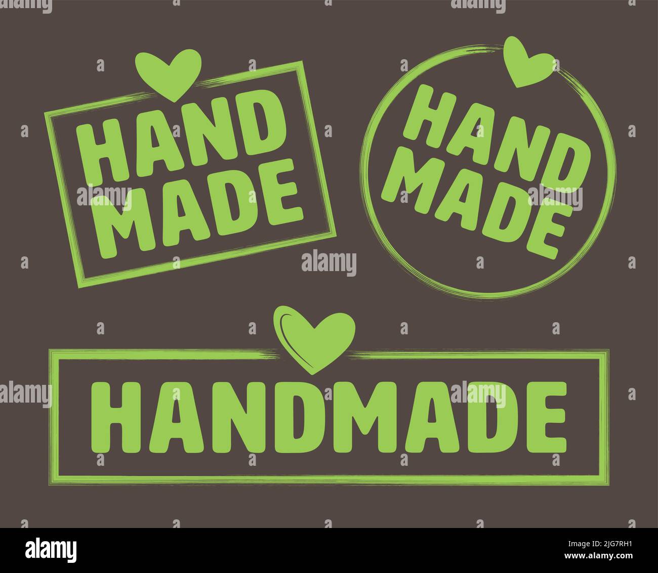 Collezione di etichette FATTE A MANO, simbolo per prodotti fatti a mano, illustrazione vettoriale Illustrazione Vettoriale