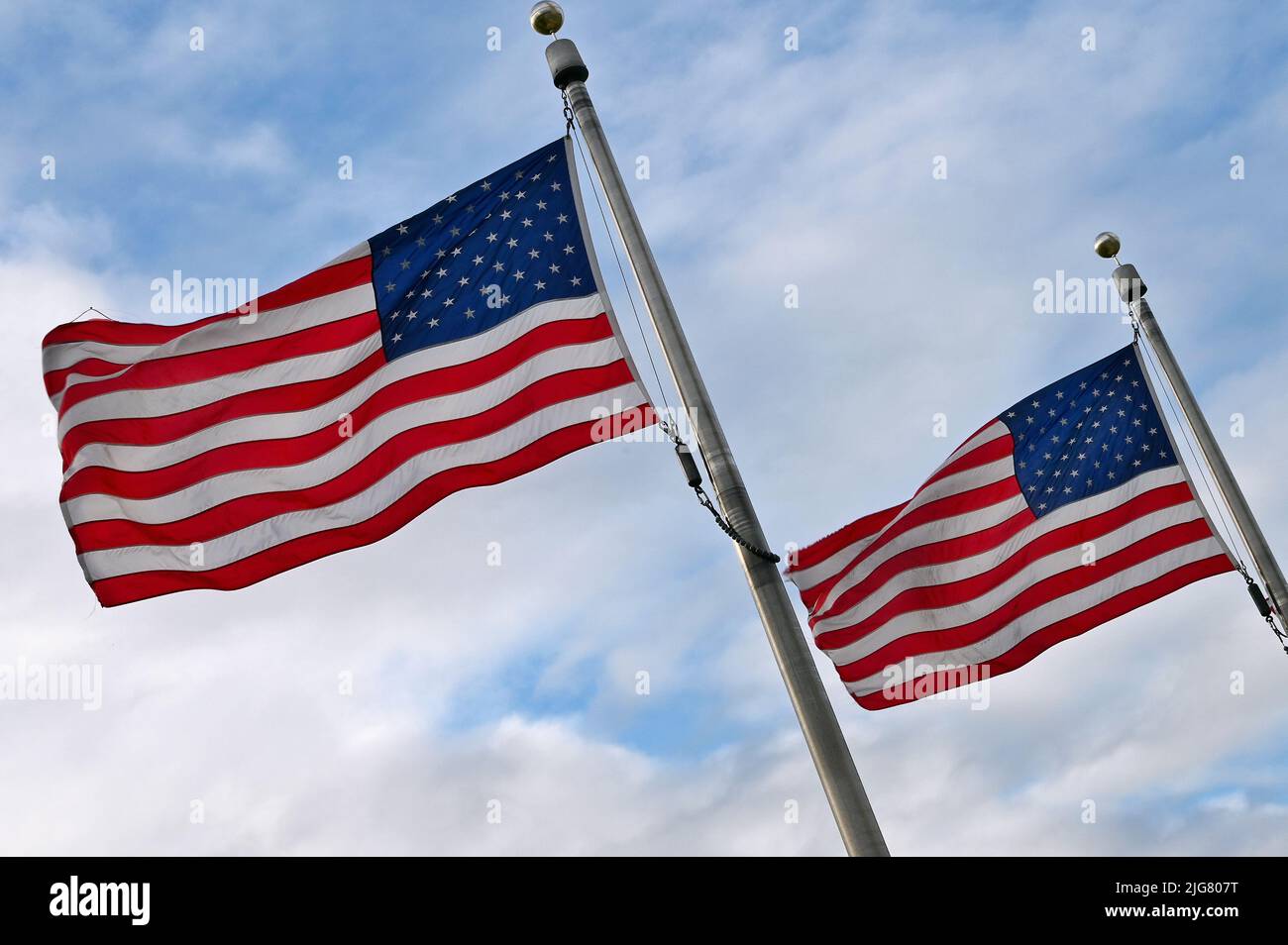 Bandiere americane sul centro commerciale nazionale; Washington D.C. Foto Stock