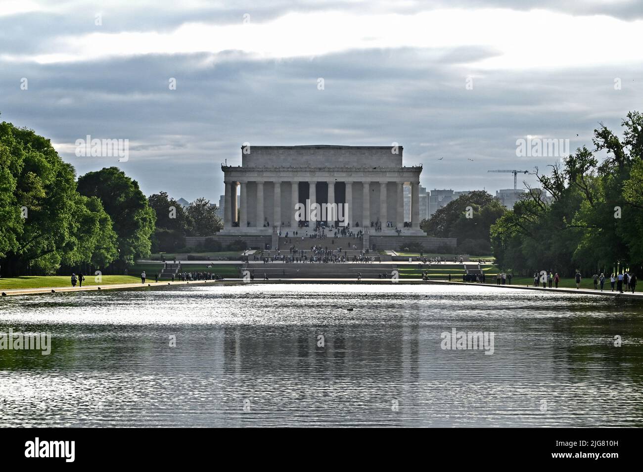 Lincoln Memorial e piscina riflettente sul National Mall; Washington, D.C. Foto Stock
