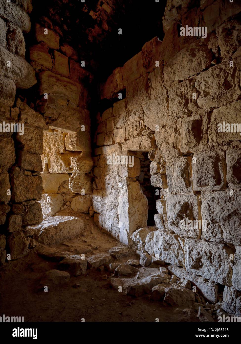 Nel castello crociato Kerak, Giordania. Foto Stock