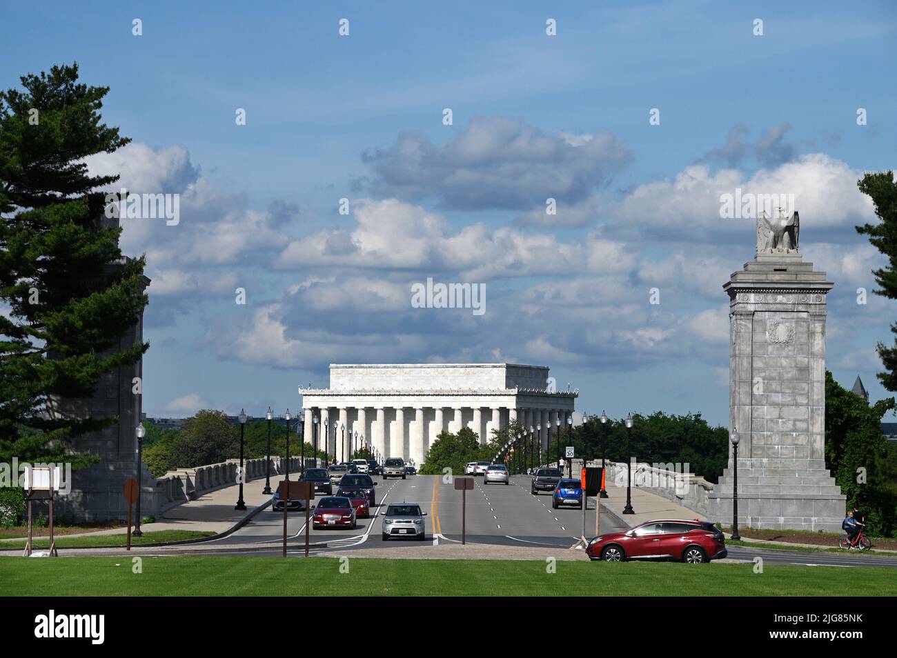 Arlington Memorial Bridge e Lincoln Memorial; Washington D.C. Foto Stock