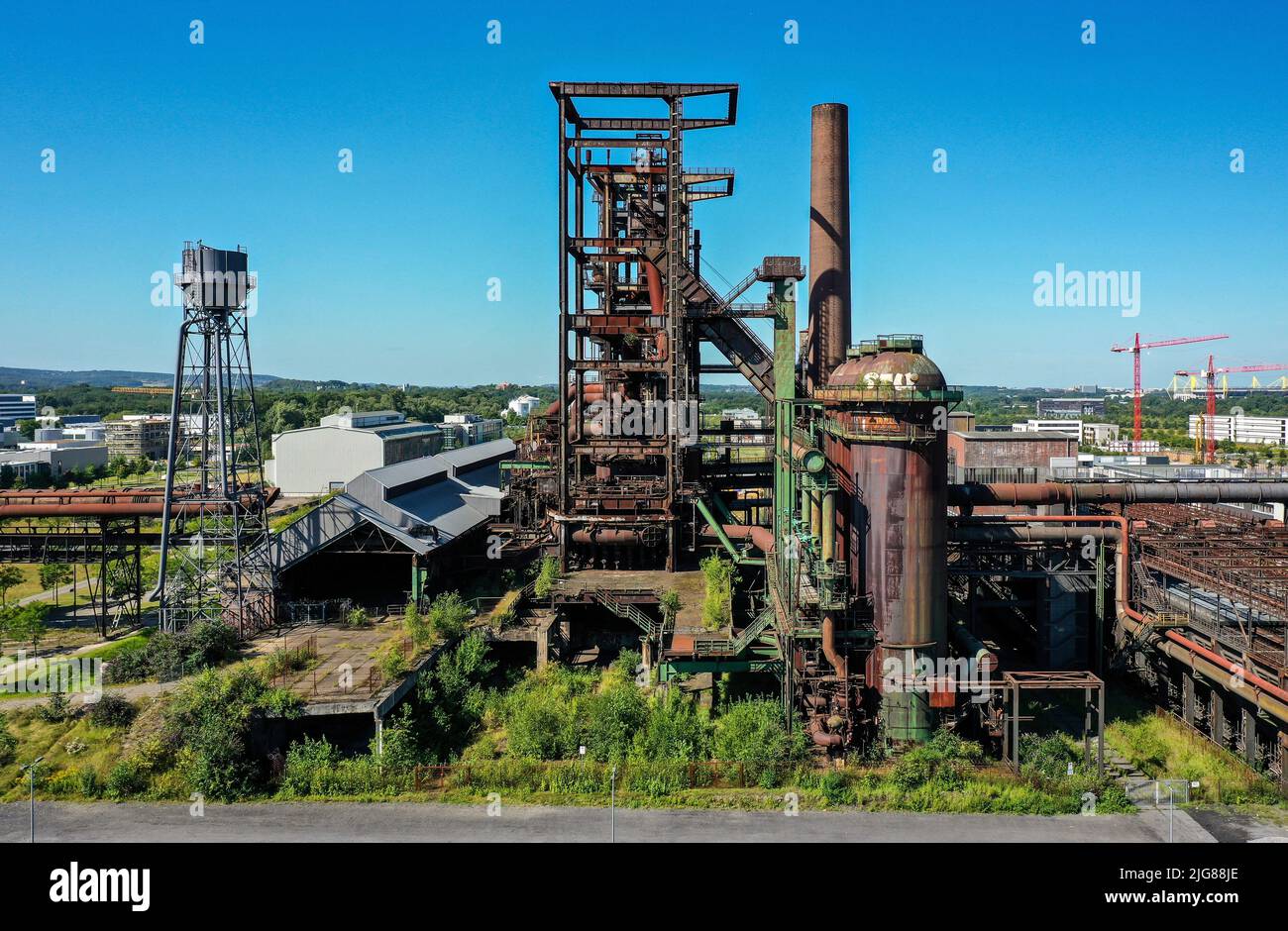 Phoenix West Blast Fornace Plant, Fenixpark, Dortmund, Renania settentrionale-Vestfalia, Germania Foto Stock