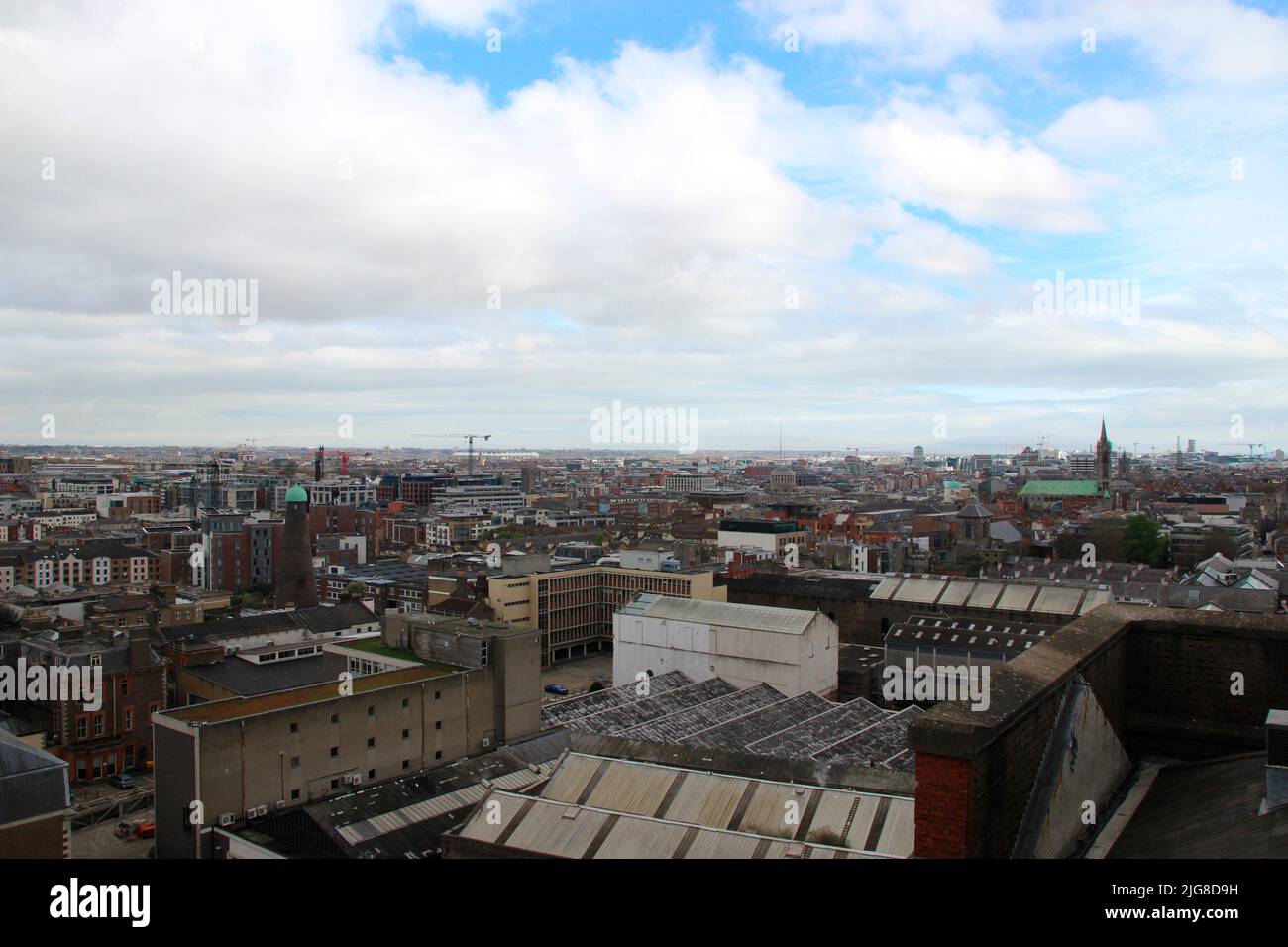Panorama della città visto da Gravity Bar nel Guinness Storehouse Museum, Dublino, Irlanda, Foto Stock