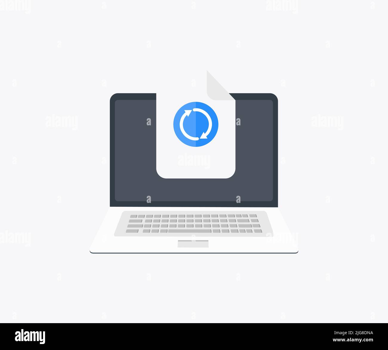 Aggiornamento del file sul computer o aggiornamento del logo del software. Aggiornamento dell'installazione sulla sincronizzazione dei dati di sistema, ripristino delle informazioni o digitale. Illustrazione Vettoriale