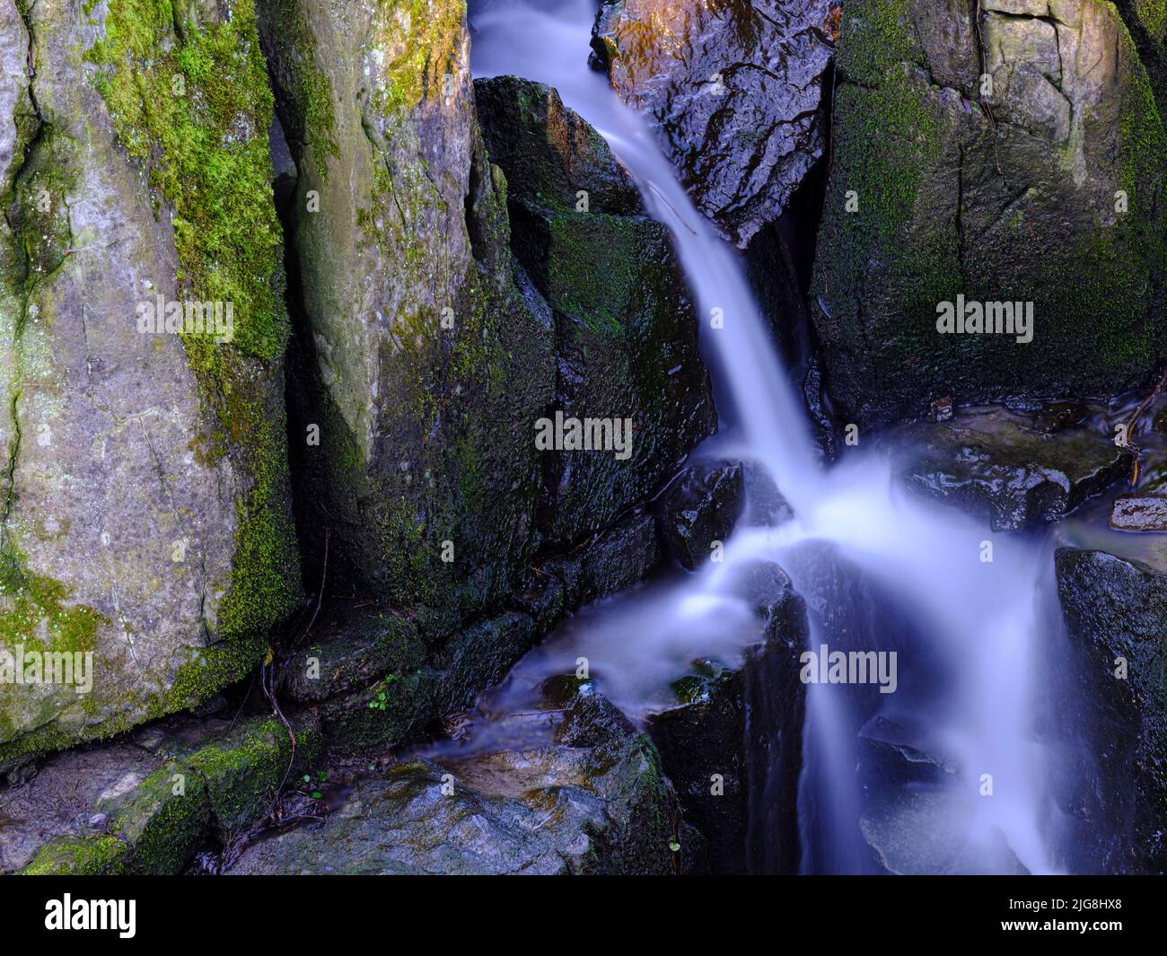 Europa, Germania, Assia, Westerwald, Lahn-Dill-Bergland, Geopark Westerwald-Lahn-Taunus, Lahn-Dill-Kreis, Westerwaldsteig, Breitscheid, Monumento naturale 'Erdbachschwinde' nella zona carsica Foto Stock