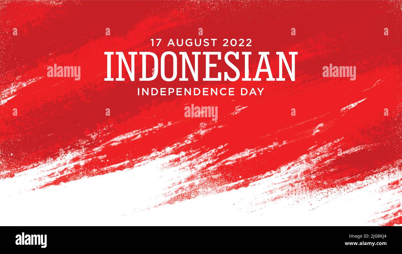 Indonesia giorno di indipendenza con rosso grunge sfondo disegno. indonesiano testo significa è longevità indonesia. Illustrazione Vettoriale